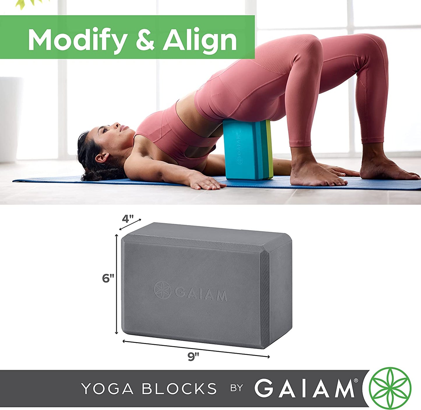 Gaiam Yoga Block - Supportive Latex-Free Eva Foam