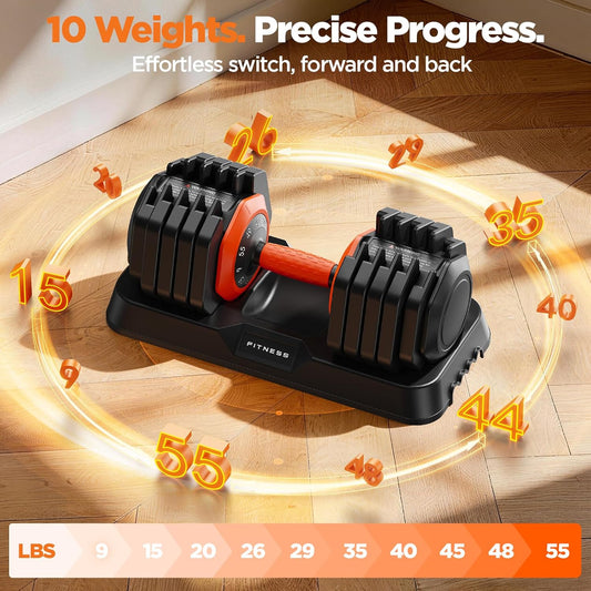 LifeOG Updated Adjustable Dumbbell Set of 2 - 110lbs/55lbs