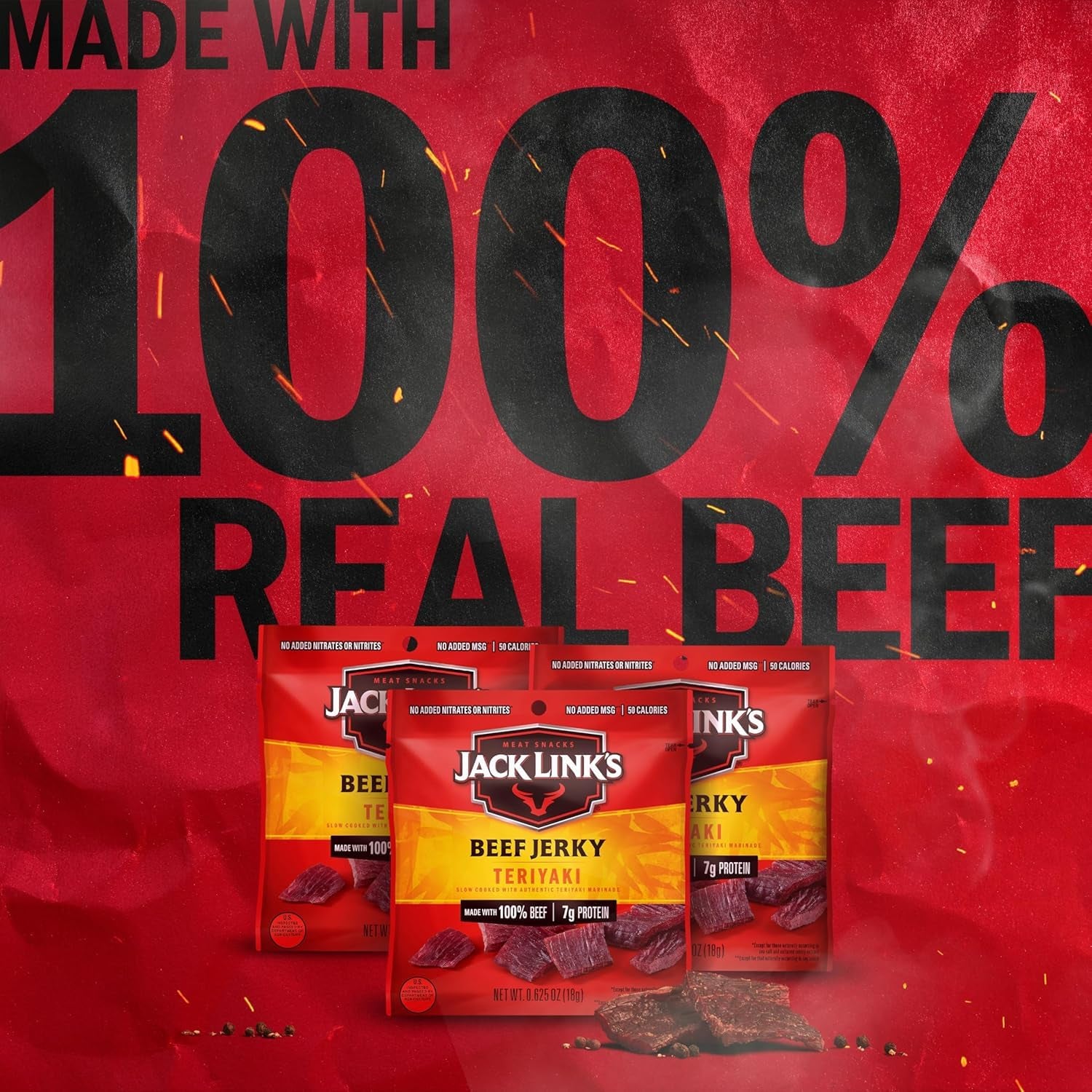 Jack Link's Beef Jerky, Teriyaki, Half Pounder Large Jerky Bag