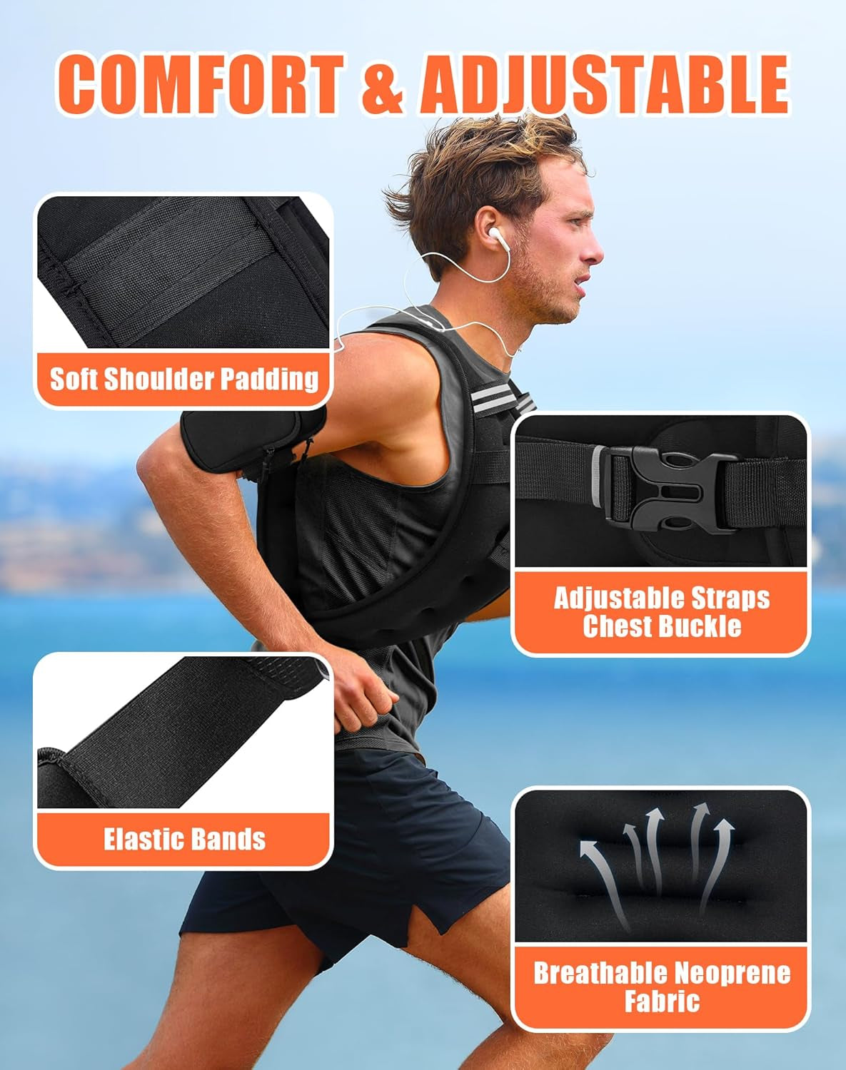 HOMESURE Weighted Vest for Men and Women, 10Lb/15Lb/20Lb/25Lb/30Lb