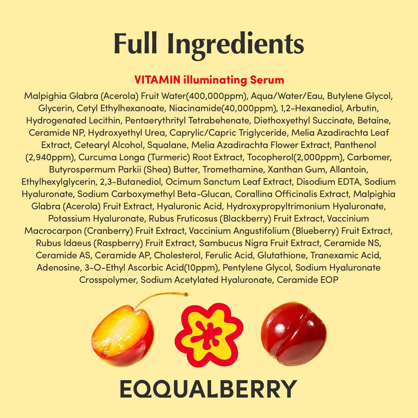 EQQUALBERRY Vitamin Illuminating Serum | Niacinamide 4% + Brightening Vitamin C Face Serum