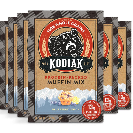 Kodiak Cakes Power Bake, Protein Muffin Mix, Blueberry Lemon (Pack of 6)