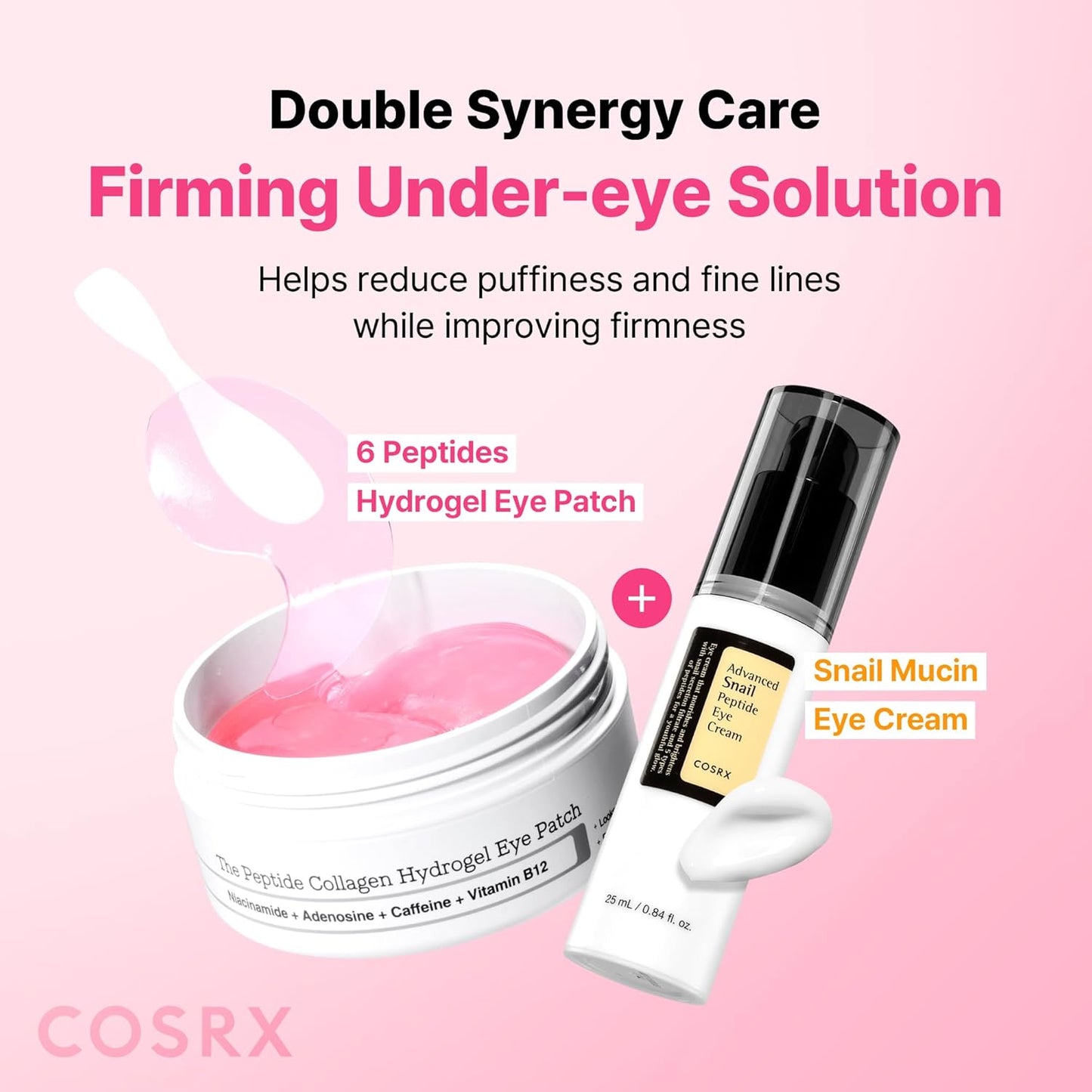 COSRX Pink Peptides Collagen Hydrogel Eye Patch for Puffy Eyes