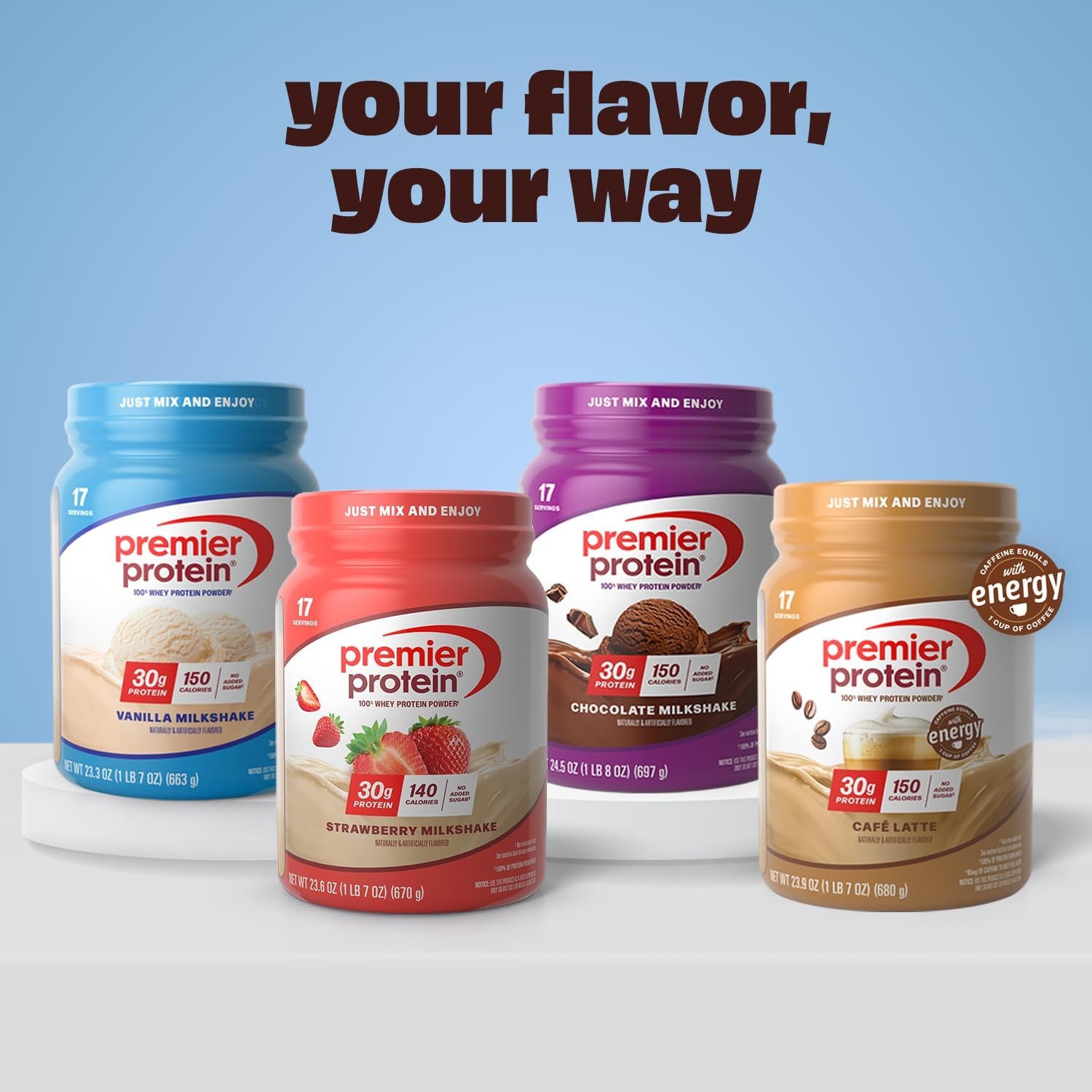 Premier Protein Powder, 30G Protein, 1G Sugar, 100% Whey Protein, 23.3 Oz (17 Servings)