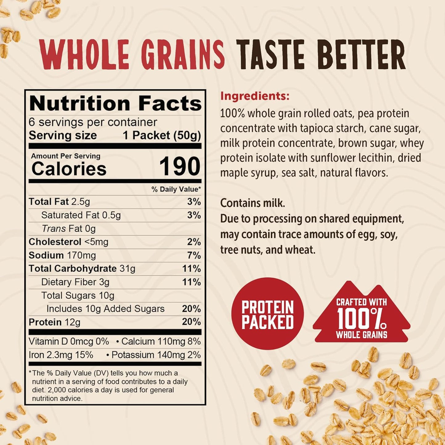 Kodiak Instant Oatmeal Packets, Maple Brown Sugar, High Protein (36 Packets Total)