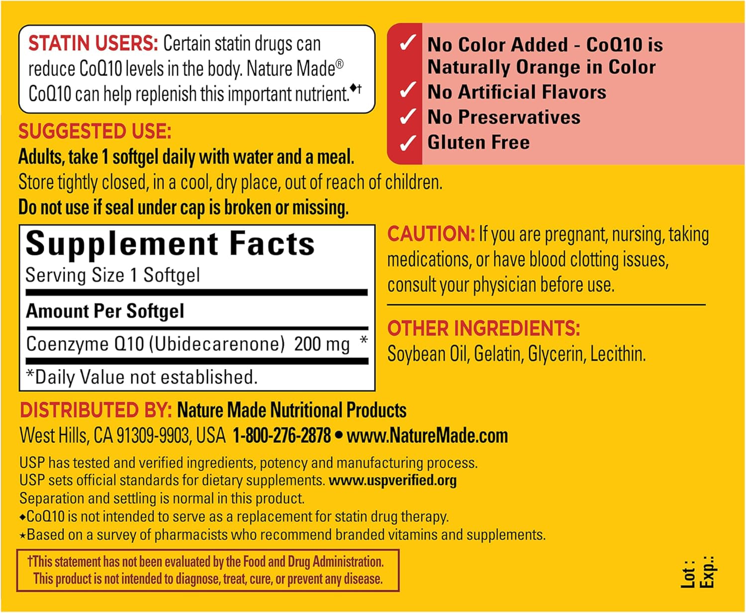 Nature Made CoQ10 200mg Softgels Dietary Supplement