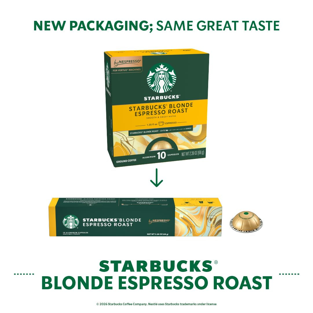 Starbucks by Nespresso Vertuo, Blonde Roast Espresso, 1.35 oz.