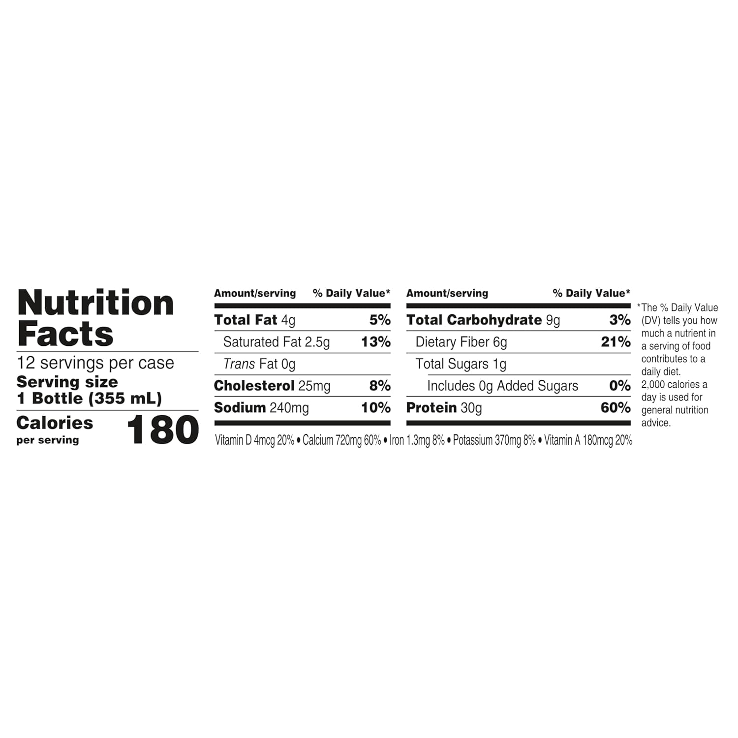 Oikos Protein Shake, Chocolate, 30G High Protein Drinks, 12 Fl oz Bottle, 12 Count​