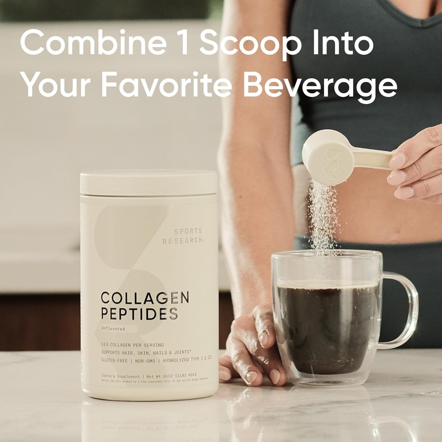 Sports Research Collagen Peptides - Hydrolyzed Type 1 & 3 Collagen Powder