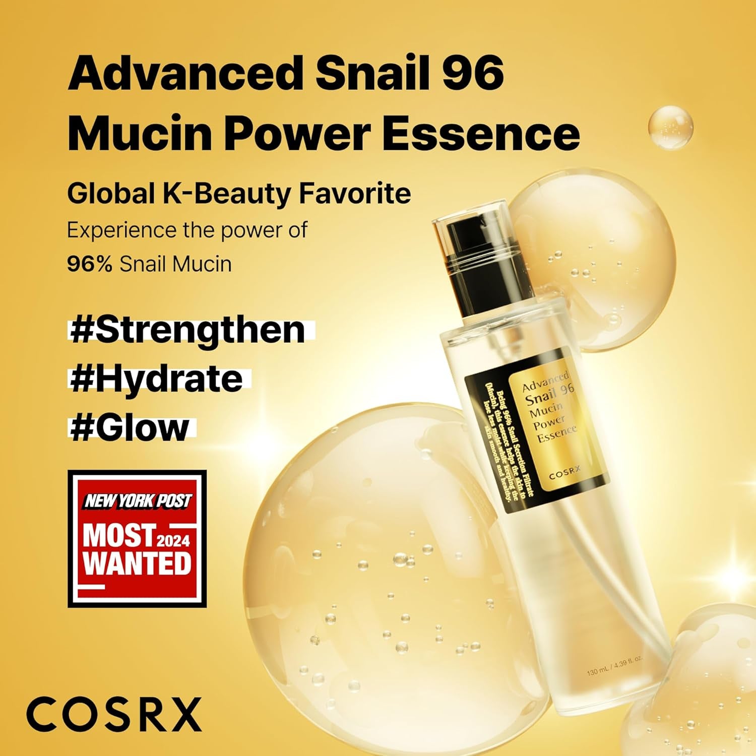 COSRX Snail Mucin 96% Repairing Serum, Hydrating Serum for Face