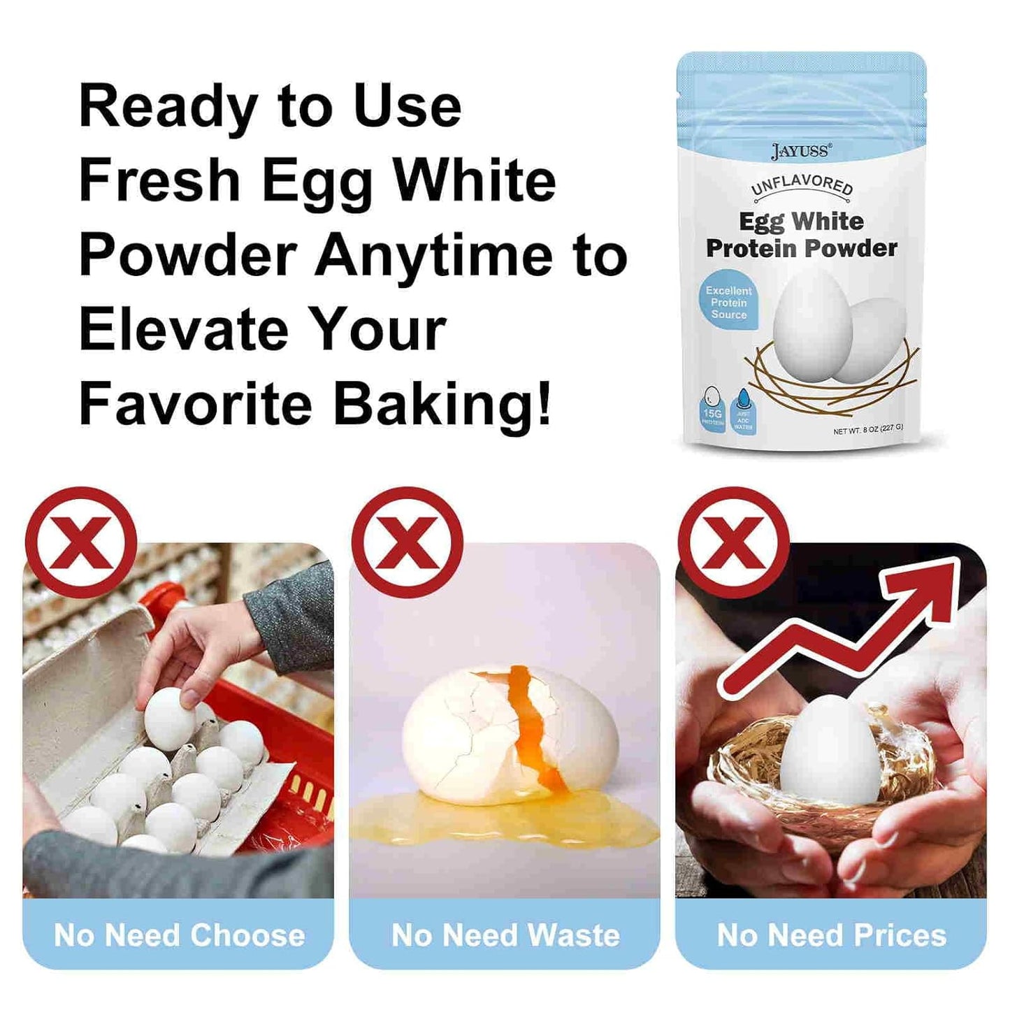 JAYUSS Egg White Protein Powder Unflavored Dried Egg White Powder