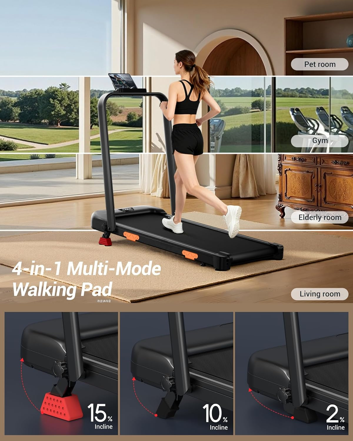 LONTEK 3-in-1 Foldable Treadmill with 300 LBS Capacity