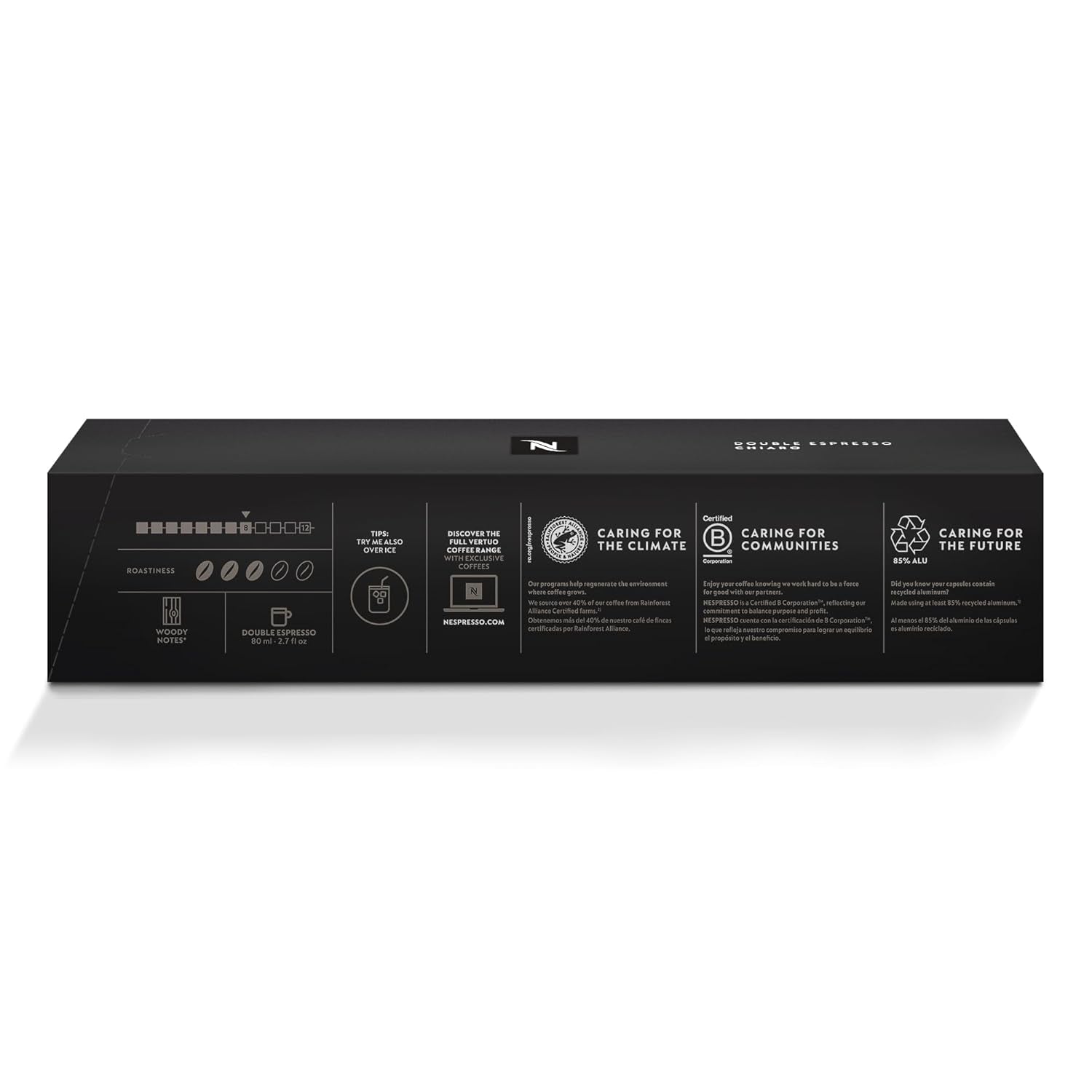 Nespresso Capsules Vertuo, Double Espresso Chiaro, Medium Roast Espresso Coffee, Brews 2.7Oz.