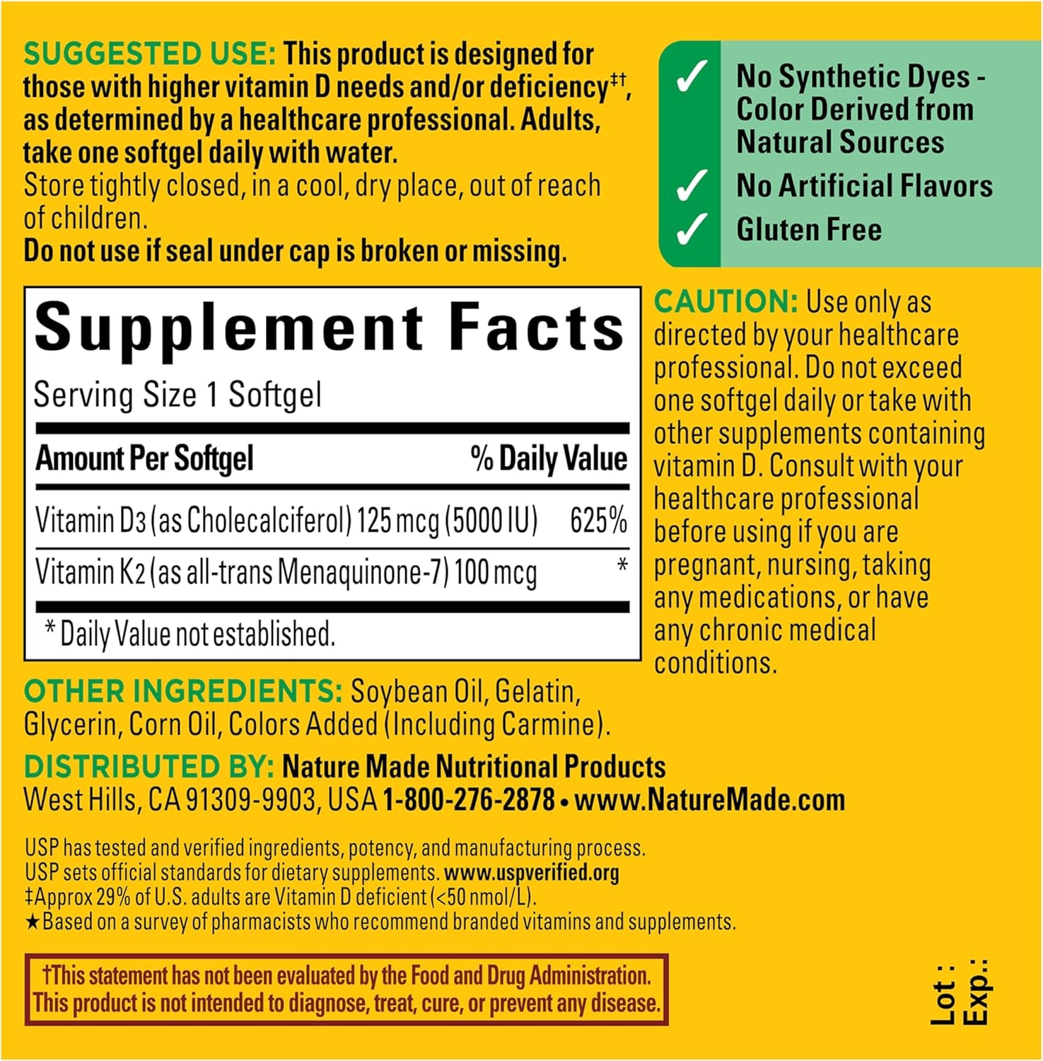 Nature Made Vitamin D3 K2 Supplement