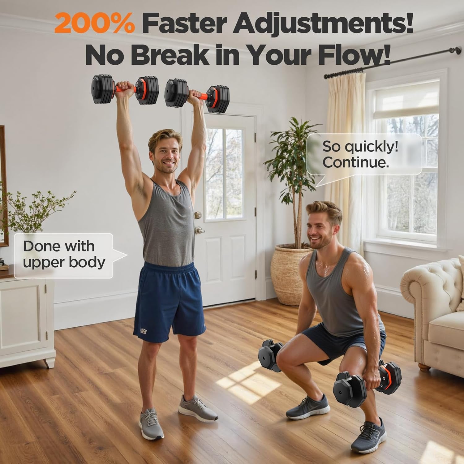 LifeOG Updated Adjustable Dumbbell Set of 2 - 25lbs/50lbs