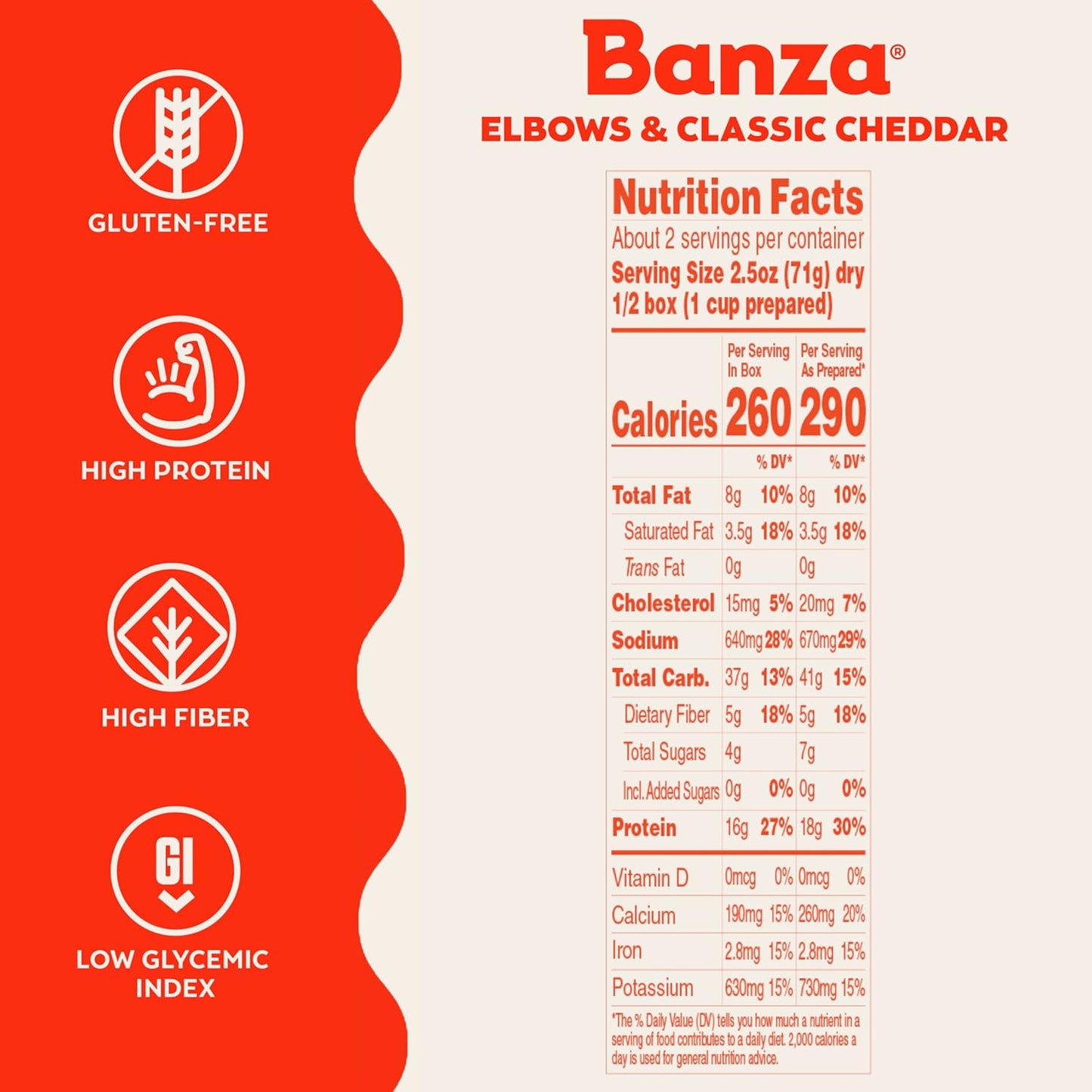 Banza Elbows & Classic Cheddar Mac and Cheese - High Protein and Gluten Free