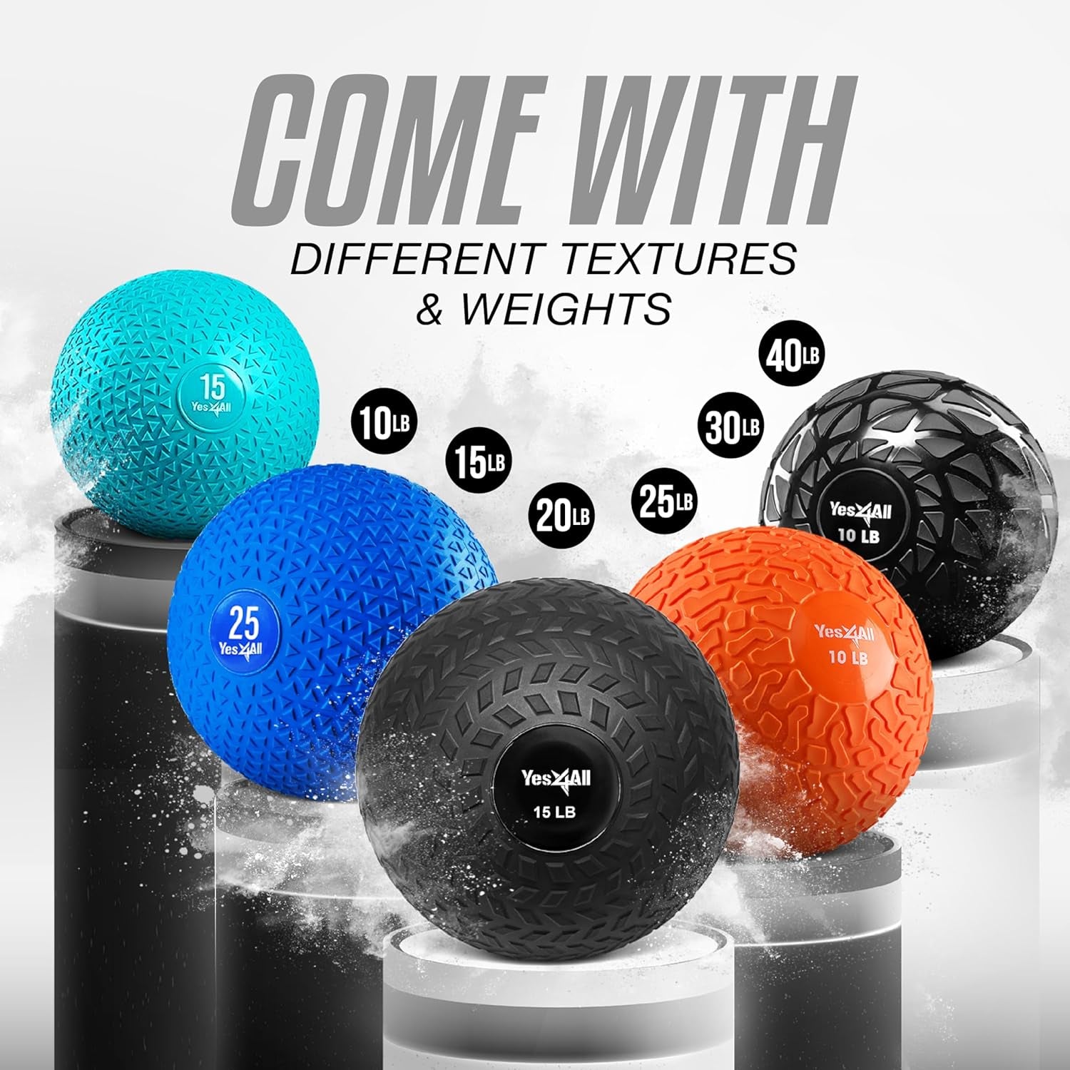 Yes4All Slam Balls, 10-40Lb Weighted Ball Weight