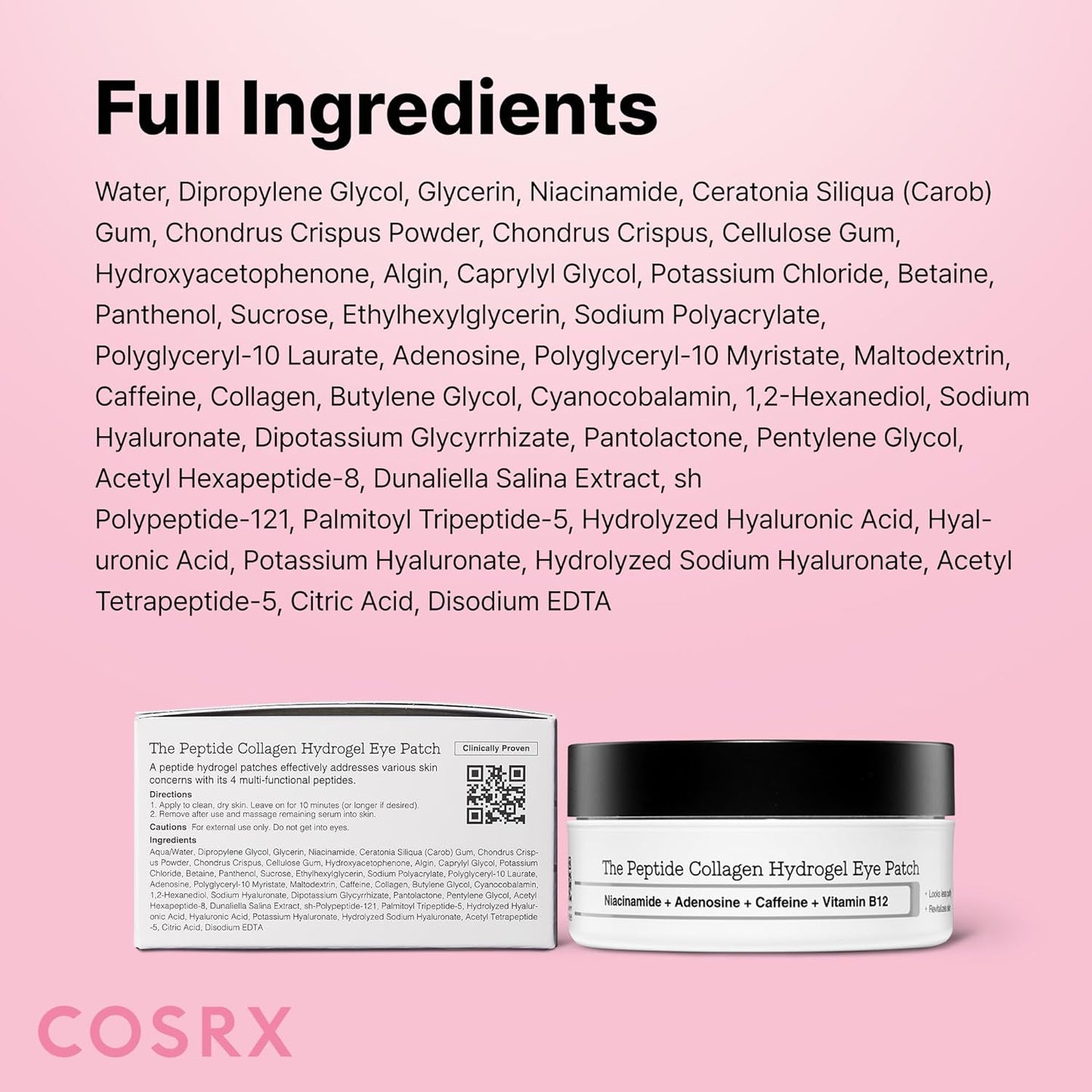 COSRX Pink Peptides Collagen Hydrogel Eye Patch for Puffy Eyes