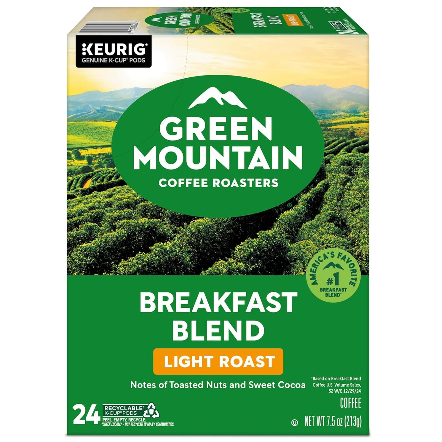 Green Mountain Coffee Roasters Breakfast Blend Single-Serve Keurig K-Cup Pods