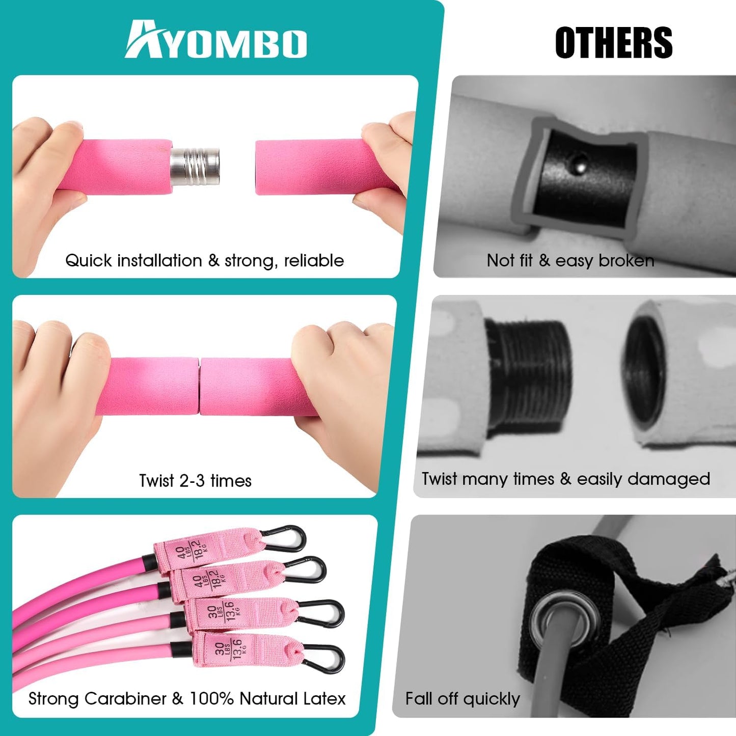 Ayombo Pilates Bar Kit with Resistance Bands