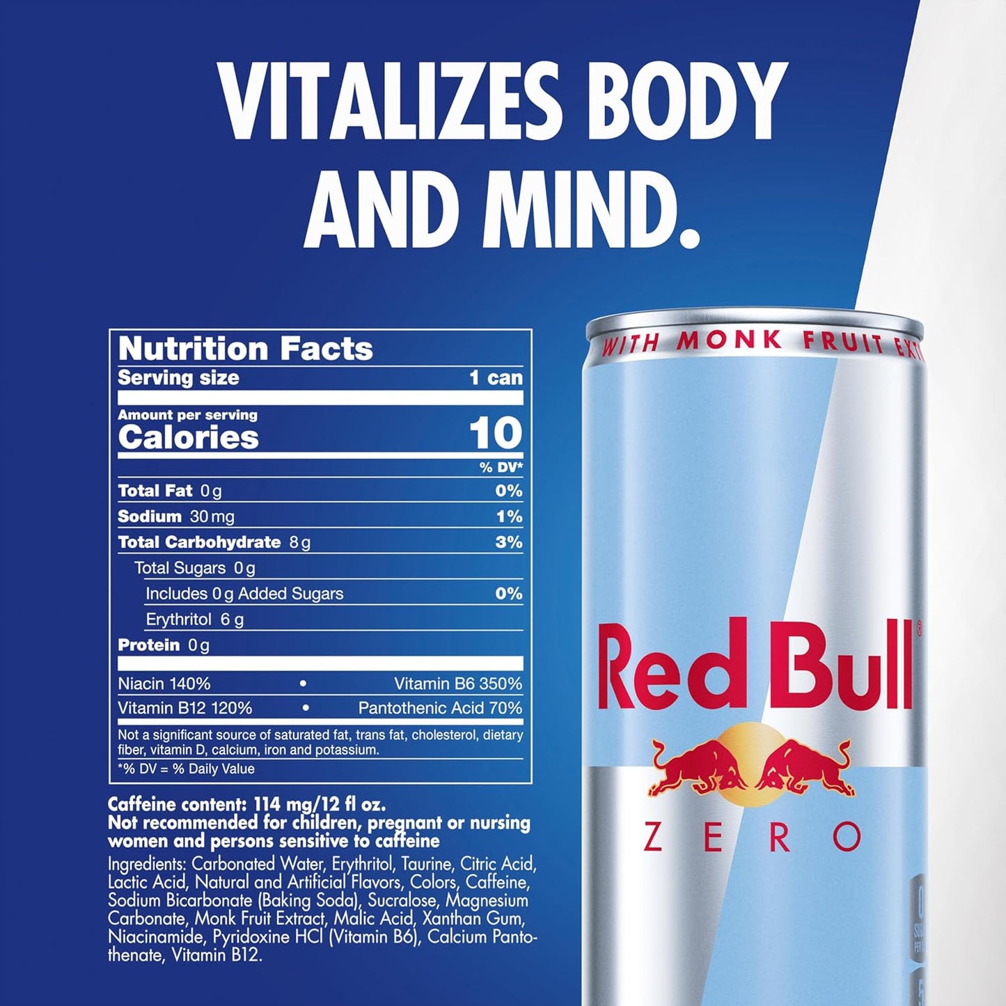 Red Bull Zero Energy Drink, 12 Fl. oz, Pack of 24 Cans
