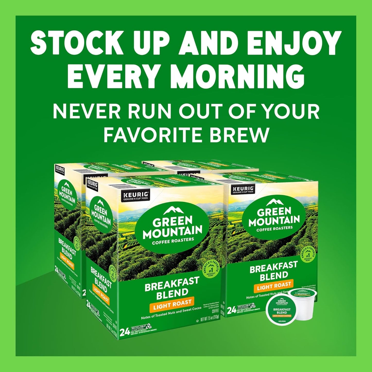 Green Mountain Coffee Roasters Breakfast Blend Single-Serve Keurig K-Cup Pods