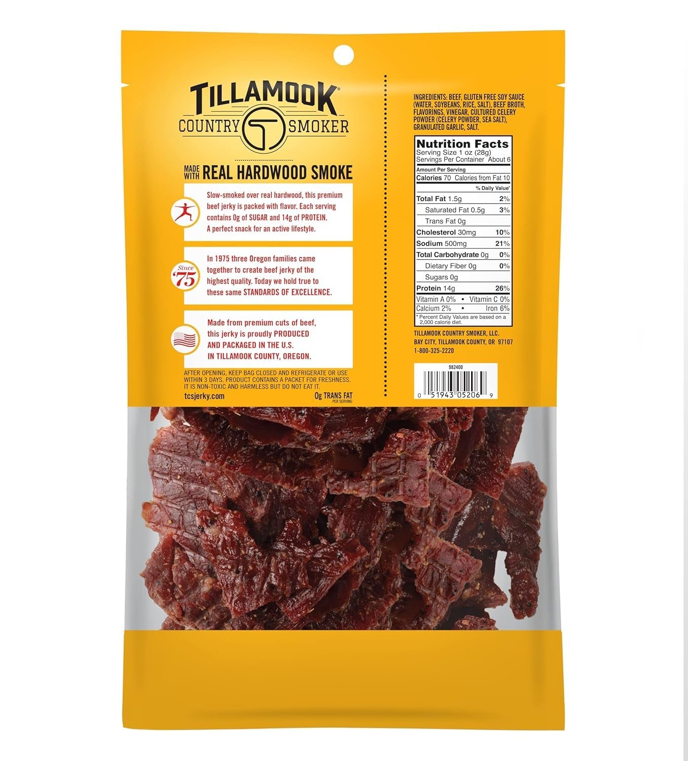 Tillamook Country Smoker Keto Friendly Zero Sugar Beef Jerky