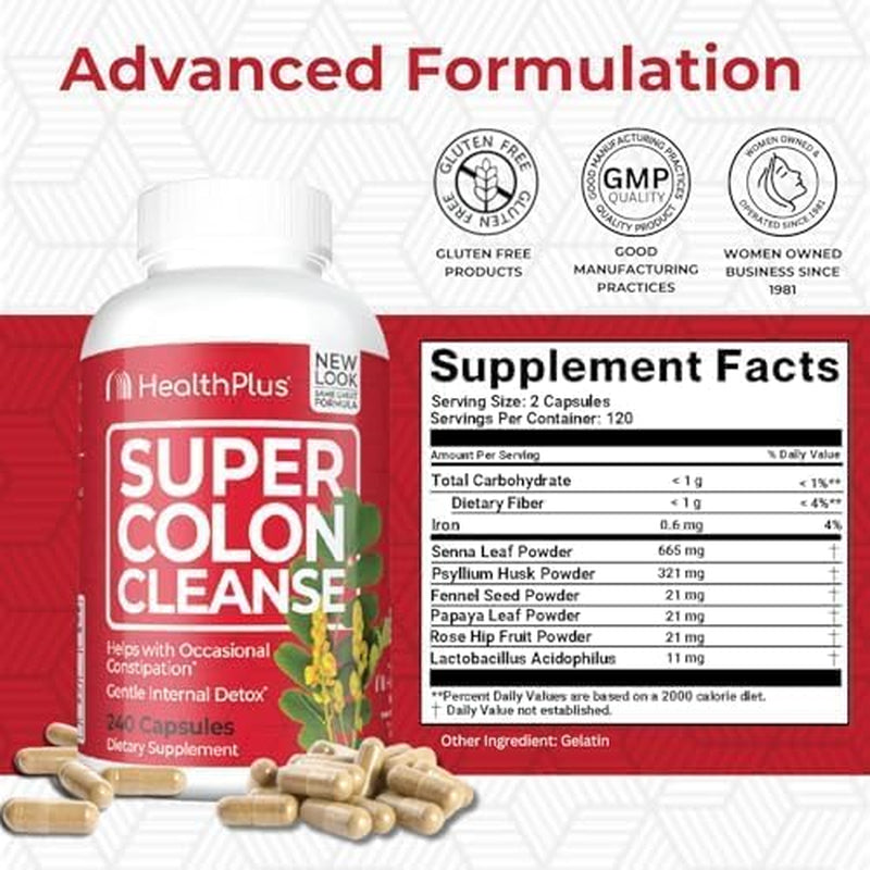Health Plus Super Colon Cleanse 60 Day Supply of Gentle Gut Cleanse Detox