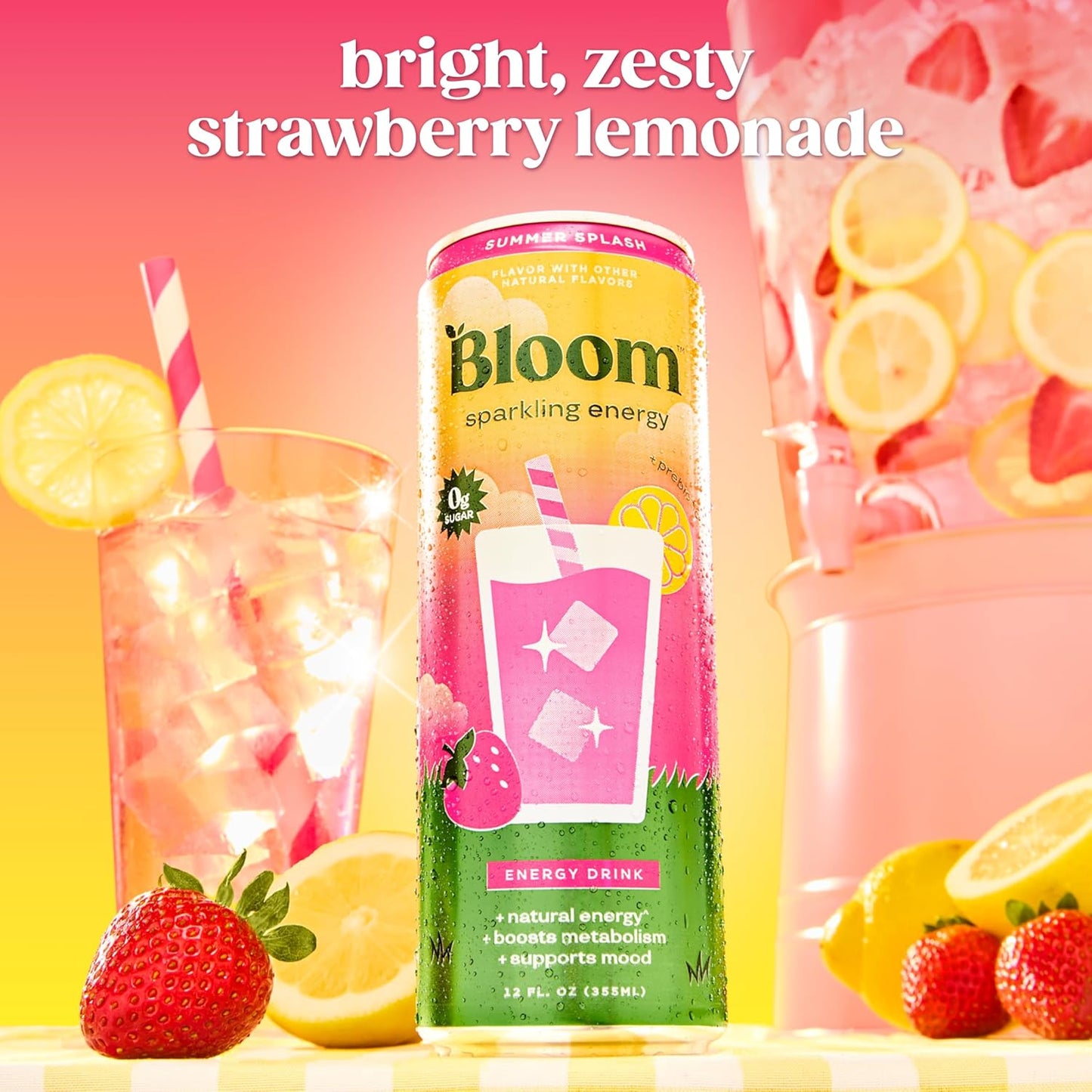 Bloom Nutrition Sparkling Energy Drink - Natural Caffeine, Zero Sugar, 180Mg Caffeine - All Stars Variety Pack - 12oz 12 Pack