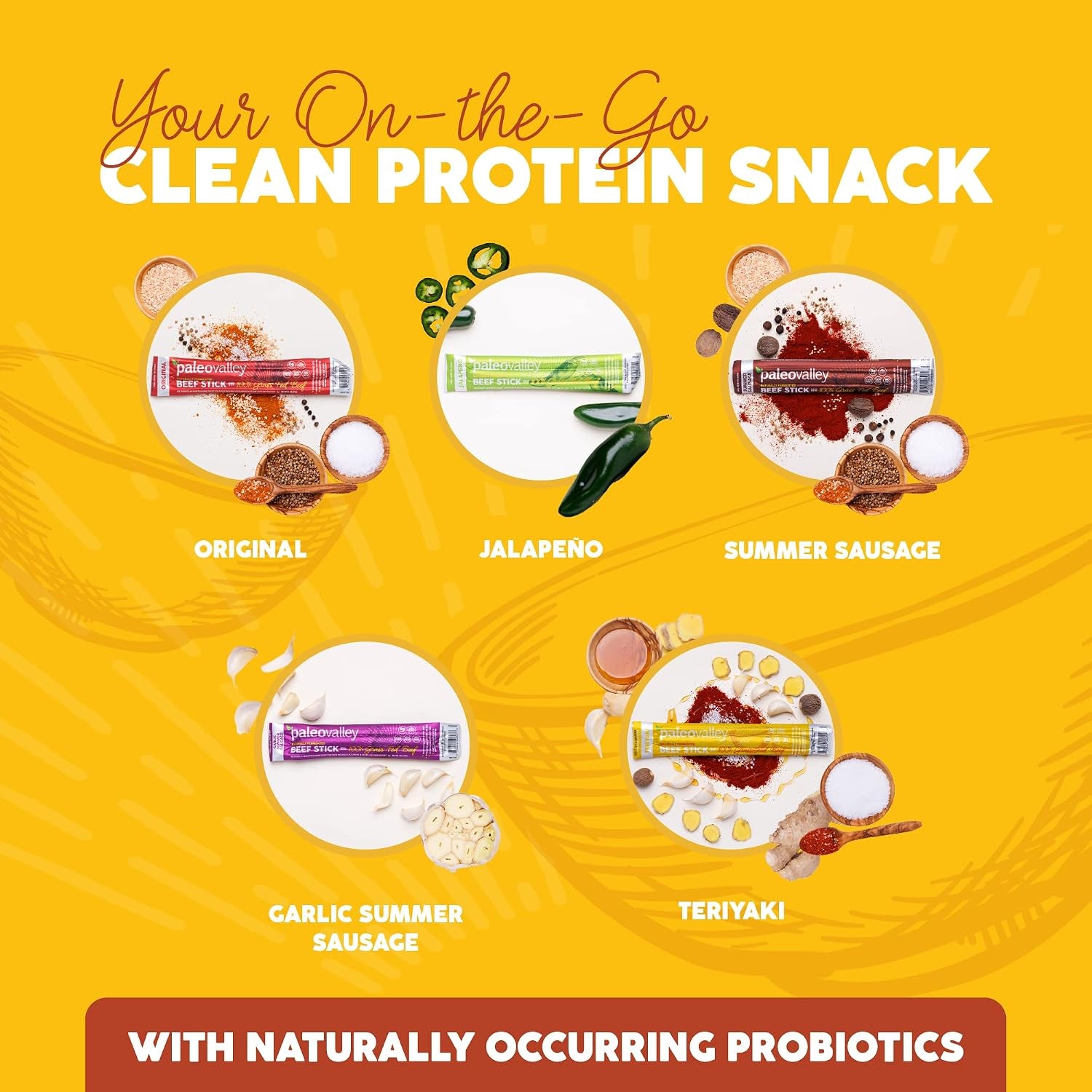 Paleovalley 100% Grass Fed Teriyaki Beef Sticks - Delicious Gluten Free Beef Snack