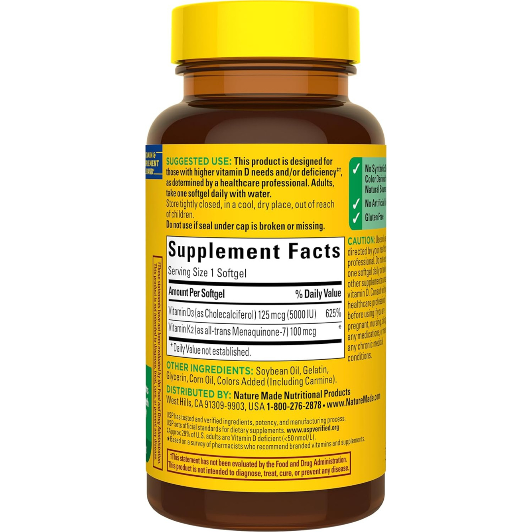 Nature Made Vitamin D3 K2 Supplement