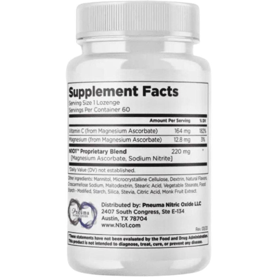 N1O1 Nitric Oxide Lozenges - 60 Count - Nitric Oxide Supplement