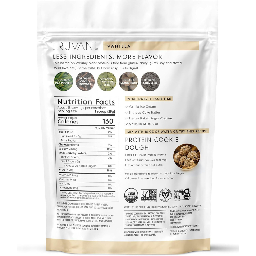 Truvani Organic Plant Based Protein Powder