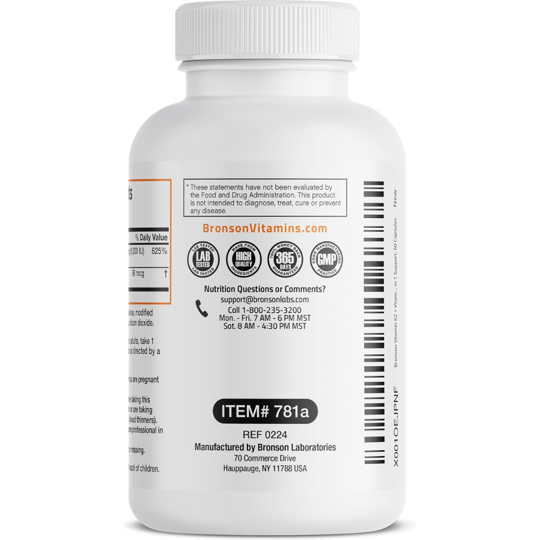 Bronson Vitamin K2 D3 (MK7) Supplement Non-Gmo Formula