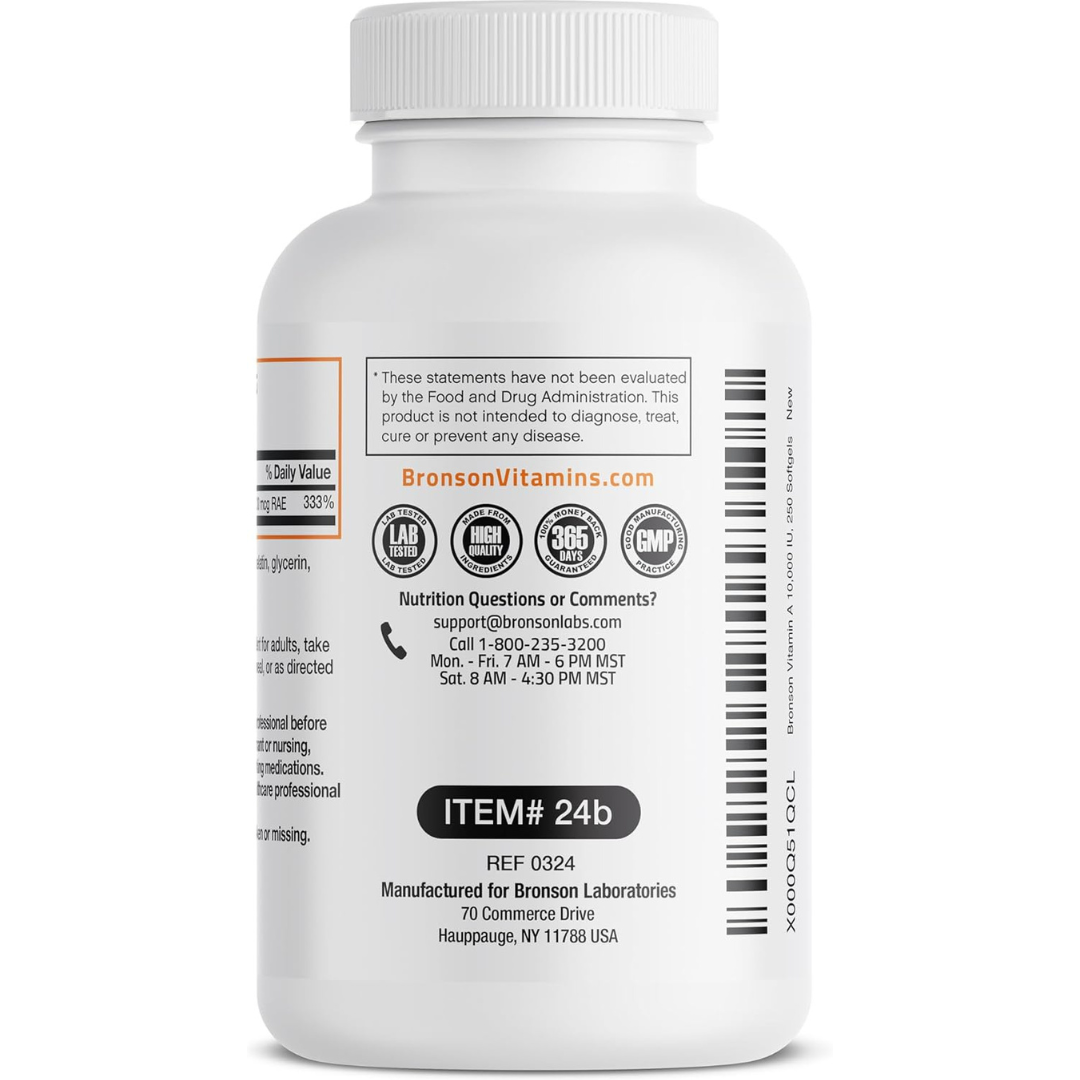 Bronson Vitamin A 10,000 IU Premium Non-GMO Formula