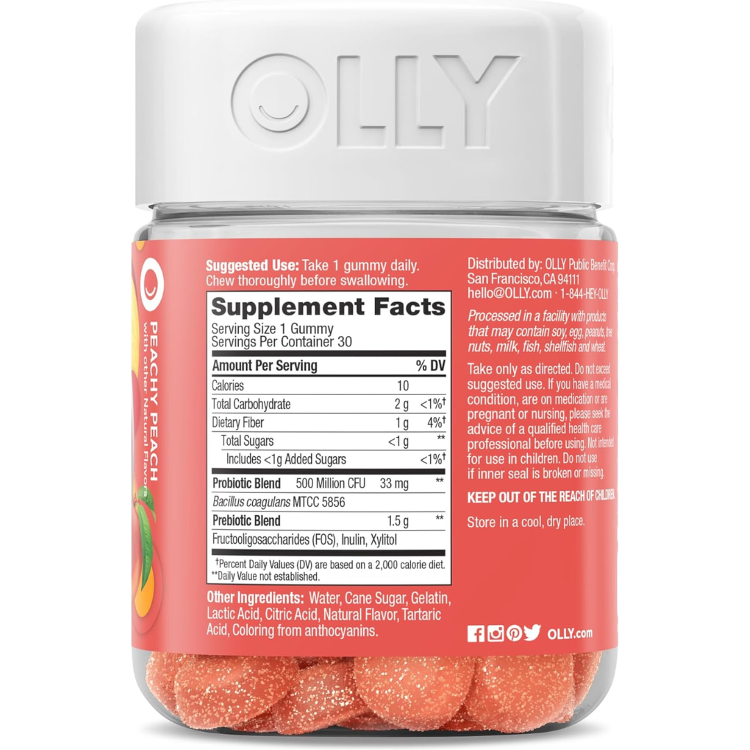 Olly Probiotic + Prebiotic Gummy for Men and Women