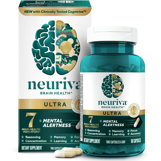 NEURIVA Ultra Decaffeinated Clinically Tested Nootropic Brain Supplement for Mental Alertness