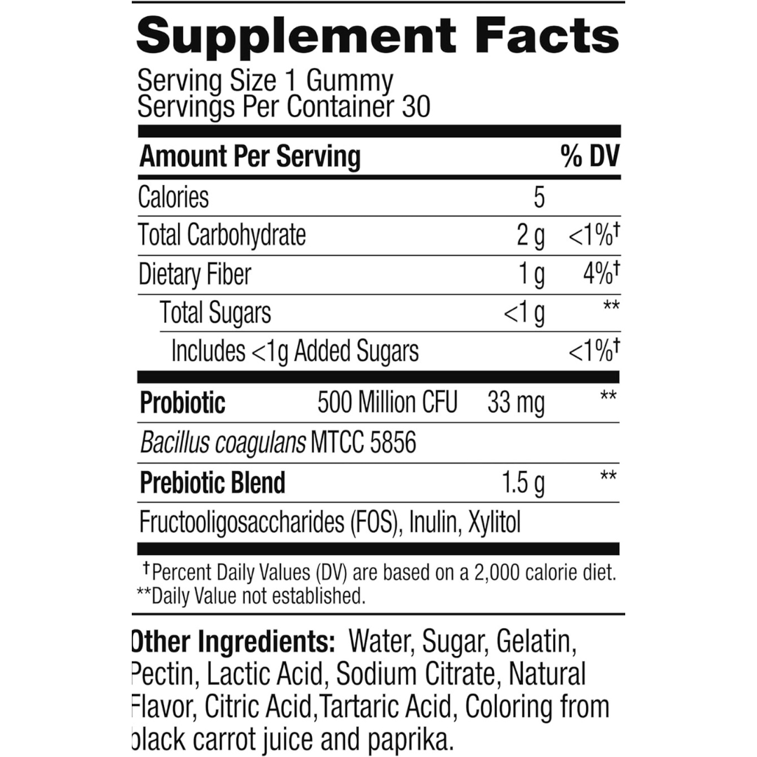 Olly Probiotic + Prebiotic Gummy for Men and Women