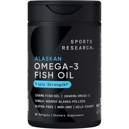 Sports Research® Omega-3 Fish Oil 1250 - Triple Strength Fish Oil Supplement